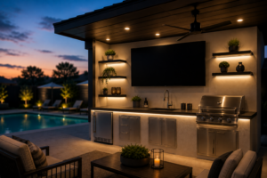 Outdoor patio TV installation for backyard entertainment